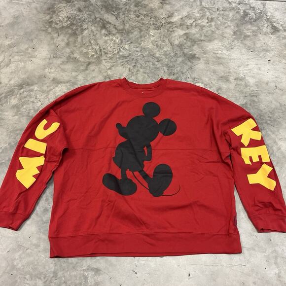 Spirit Jersey Tops - Womens Disney Spirit Jersey Red Mickey Mouse Logo Spell Out Sleeves Shirt XXL